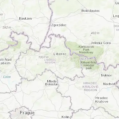 Map showing location of Jablonec nad Nisou (50.724310, 15.171080)