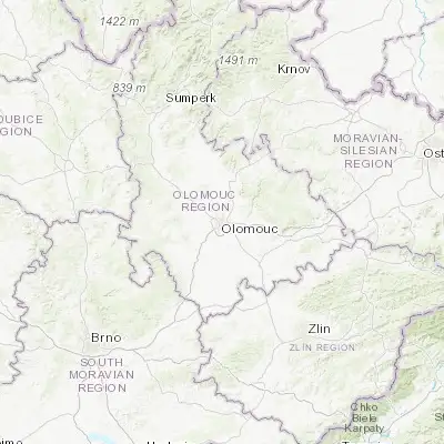 Map showing location of Olomouc (49.595520, 17.251750)
