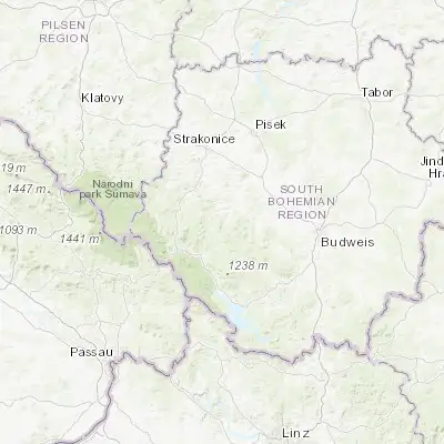 Map showing location of Prachatice (49.012920, 13.997520)