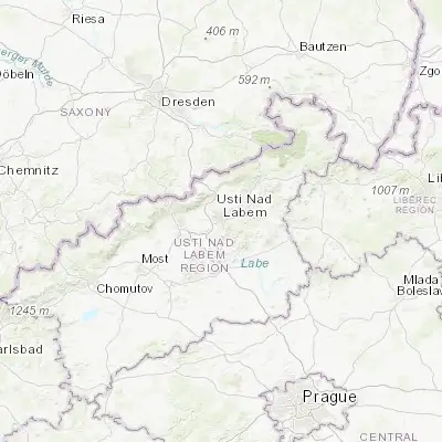 Map showing location of Ústí nad Labem (50.660700, 14.032270)