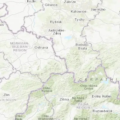 Map showing location of Vendryně (49.666620, 18.713070)