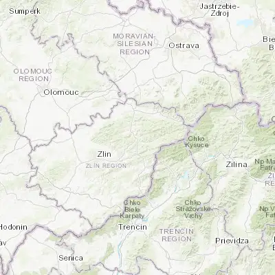Map showing location of Vsetín (49.338710, 17.996190)