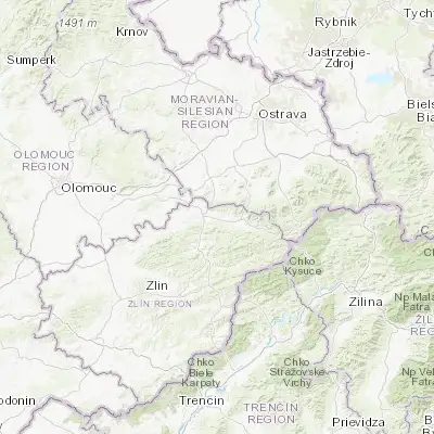 Map showing location of Zašová (49.474100, 18.044360)