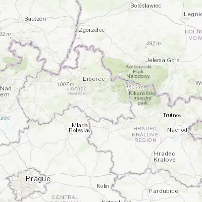 Map showing location of Železný Brod (50.642740, 15.254080)
