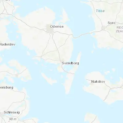 Map showing location of Svendborg (55.059820, 10.606770)