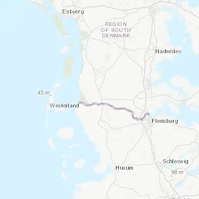 Map showing location of Tønder (54.933060, 8.866740)