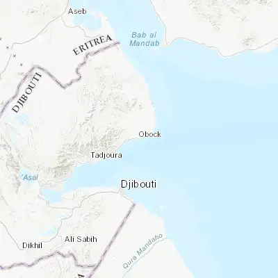 Map showing location of Obock (11.966930, 43.288350)
