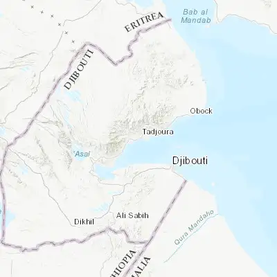 Map showing location of Tadjourah (11.787780, 42.882220)