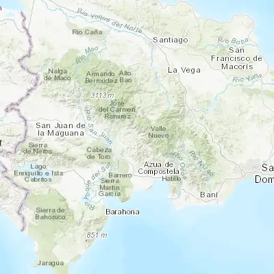 Map showing location of El Guayabal (18.749600, -70.836900)