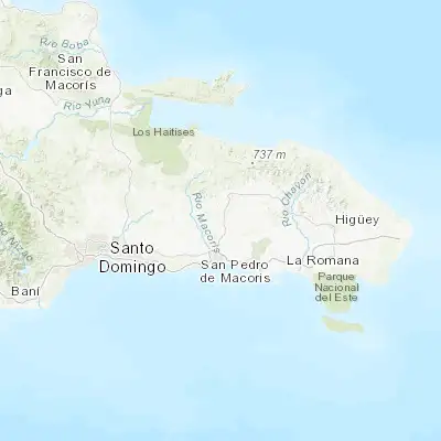 Map showing location of Guayabo Dulce (18.650000, -69.283330)