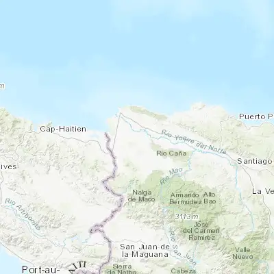 Map showing location of Las Matas de Santa Cruz (19.671190, -71.504710)