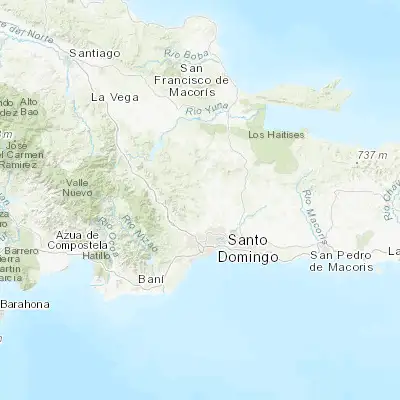 Map showing location of Los Botados (18.732260, -69.995360)