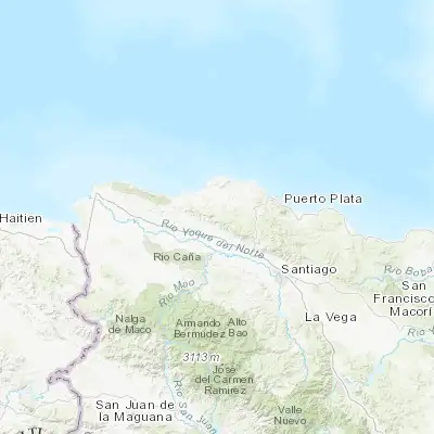 Map showing location of Los Hidalgos (19.733330, -71.033330)