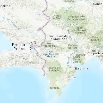 Map showing location of Los Ríos (18.521310, -71.591060)