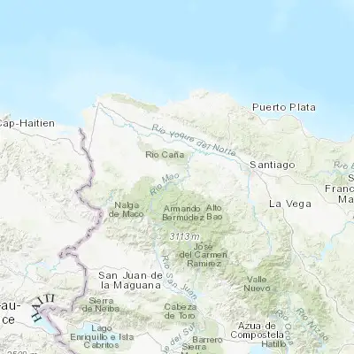 Map showing location of Monción (19.410830, -71.152570)