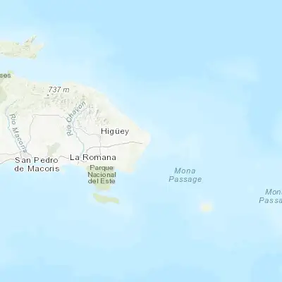 Map showing location of Punta Cana (18.581820, -68.404310)