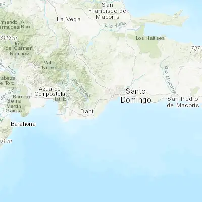 Map showing location of San Cristóbal (18.416670, -70.100000)
