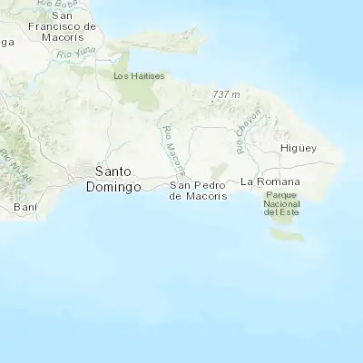 Map showing location of San Pedro de Macorís (18.453900, -69.308640)