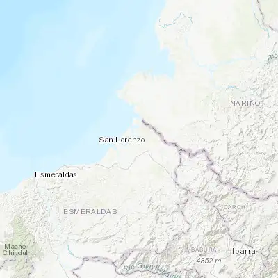 Map showing location of San Lorenzo de Esmeraldas (1.286260, -78.835140)