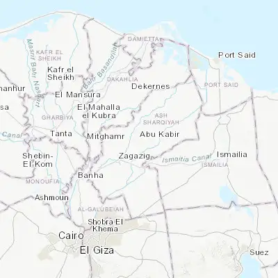 Map showing location of Abū Kabīr (30.725080, 31.671480)