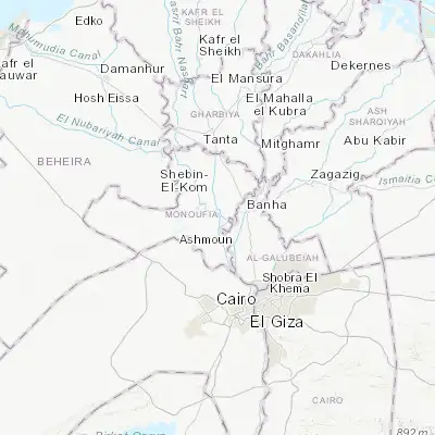 Map showing location of Al Bājūr (30.430460, 31.036790)