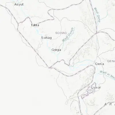 Map showing location of Al Balyanā (26.236480, 32.003870)