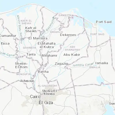 Map showing location of Al Ibrāhīmīyah (30.718770, 31.562990)