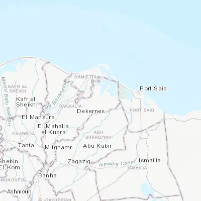 Map showing location of Al Jammālīyah (31.180650, 31.864970)