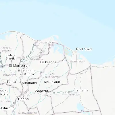 Map showing location of Al Manzalah (31.158230, 31.936000)