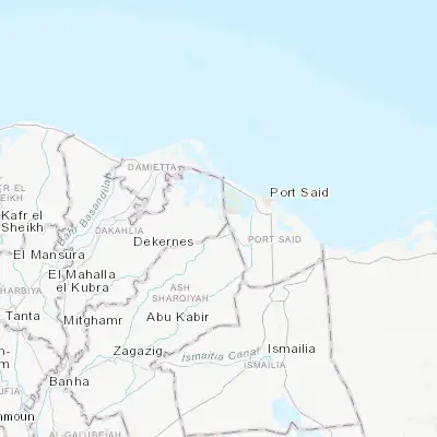 Map showing location of Al Maţarīyah (31.182870, 32.031080)