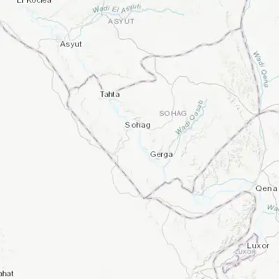 Map showing location of Al Minshāh (26.477500, 31.803940)