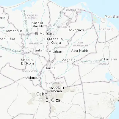 Map showing location of Al Qanāyāt (30.619270, 31.461650)