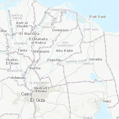 Map showing location of Al Qurayn (30.616180, 31.735140)