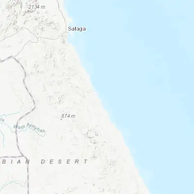 Map showing location of Al Quşayr (26.106110, 34.277160)
