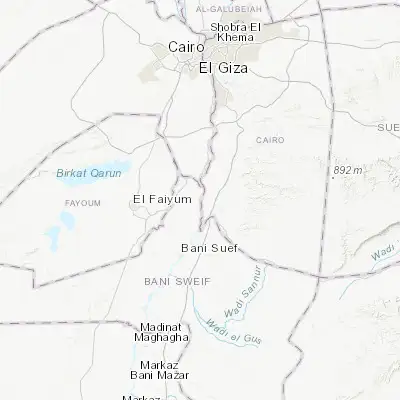 Map showing location of Al Wāsiţah (29.337780, 31.205560)