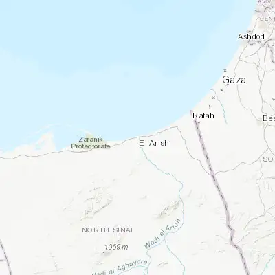 Map showing location of Arish (31.131590, 33.798440)