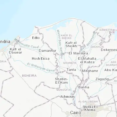 Map showing location of Basyūn (30.939760, 30.813380)