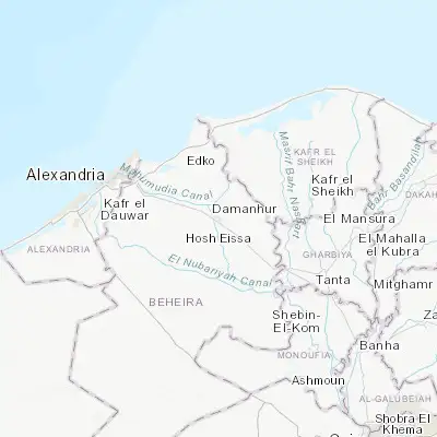 Map showing location of Damanhūr (31.034080, 30.468230)