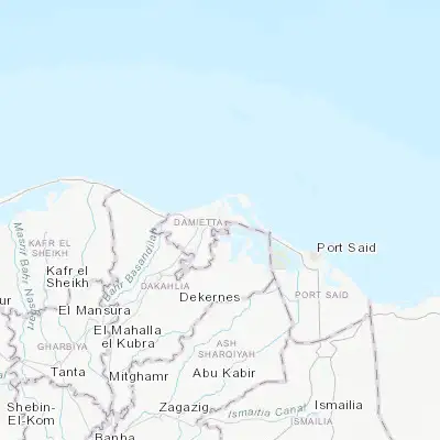 Map showing location of Damietta (31.416480, 31.813320)