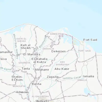 Map showing location of Dikirnis (31.088980, 31.594780)