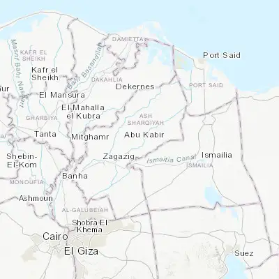 Map showing location of Fāqūs (30.728160, 31.796970)