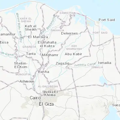 Map showing location of Hihyā (30.671300, 31.588010)