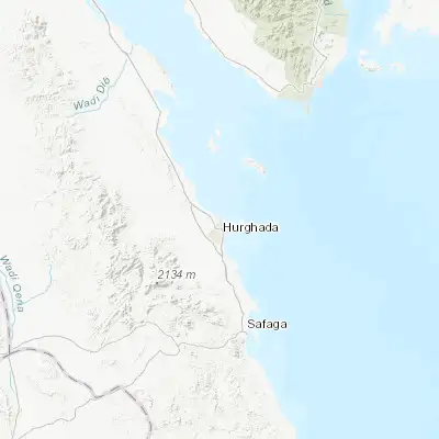 Map showing location of Hurghada (27.257380, 33.812910)