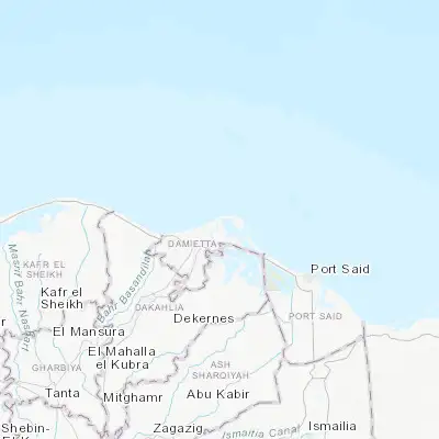 Map showing location of ‘Izbat al Burj (31.508400, 31.841060)
