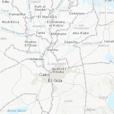 Map showing location of Mashtūl as Sūq (30.360560, 31.377600)
