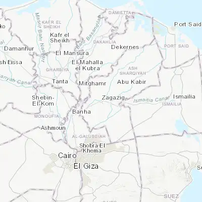 Map showing location of Zagazig (30.587680, 31.502000)