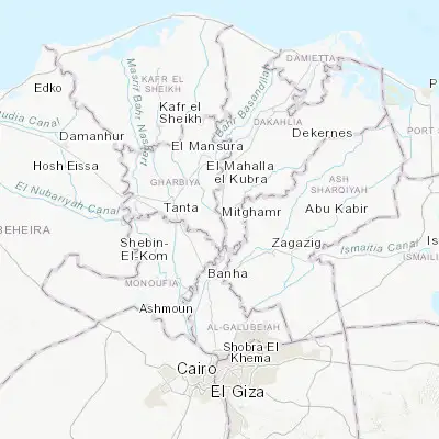 Map showing location of Zefta (30.714200, 31.244250)
