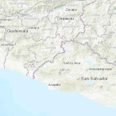 Map showing location of Candelaria de La Frontera (14.116670, -89.650000)