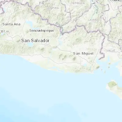 Map showing location of Ozatlán (13.383330, -88.500000)