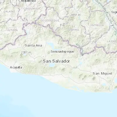 Map showing location of San Martín (13.783330, -88.916670)
